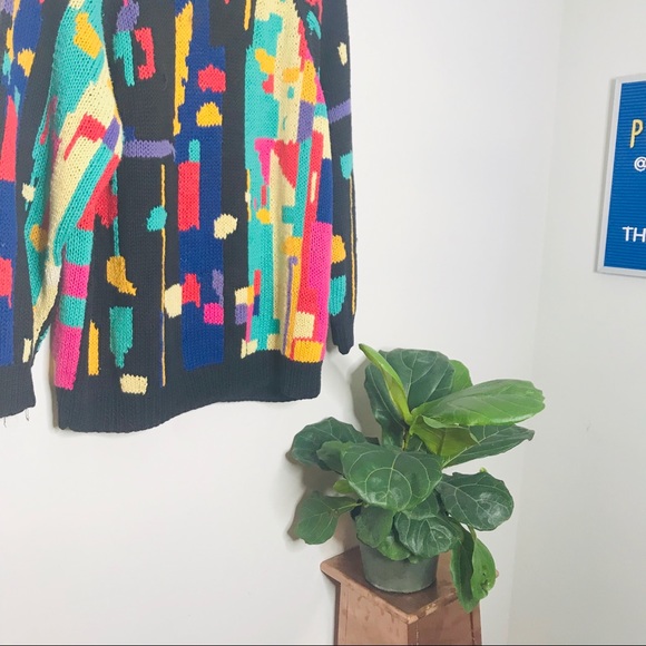 VTG 90’s Color Block Funky Oversized Knit Sweater - Picture 3 of 4